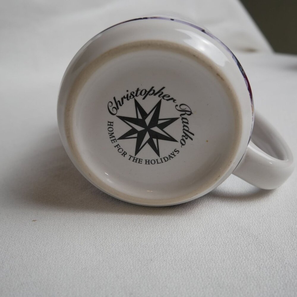 Christopher Radko Home For The Holidays Porcelain Mug 16 Ounces OOP New in Box - Picture 6 of 6